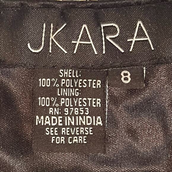 J Kara Sheer Black Beaded BalletCore Party Event Glam Midi Dress Size 8 - Picture 9 of 13